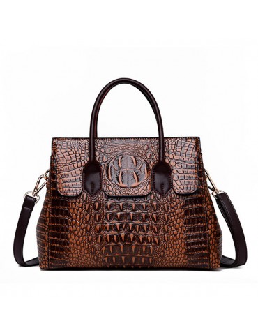 Women Retro Crocodile Pattern Handbag PU Leather Crossbody Bag