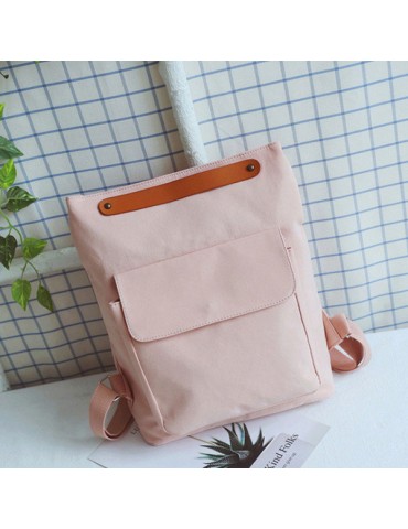 Women Canvas Large Capacity Multi-function Backpack Solid Shoulder Bag Travel Leisure Handbag