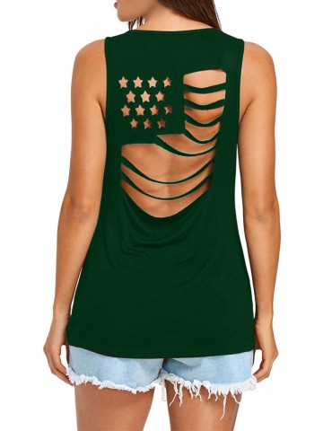 Backless Hollow Pure Color Tank Top for Women