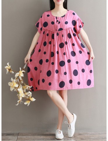 Polka Dots High Waist Vintage Short Sleeve Dresses