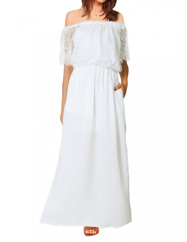 Off Shoulder Lace Holiday Maxi Dress