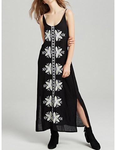 Ethnic Print Maxi Sleeveless Dress