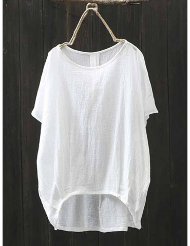 Irregular Short Sleeve Solid Color Loose T-shirt