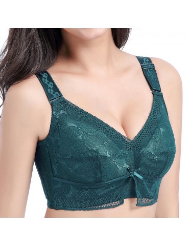 Wireless Full Cup Side Support Breathable Lace-trim Bras