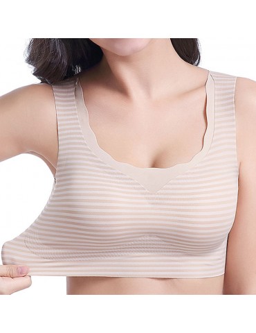 Seamless Wireless Gather Stripe Print Massage T Shirt Bras