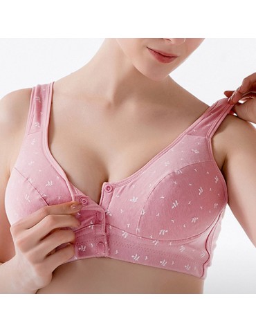 Front Closure Cotton Print Wireless Lightly Lined Bras