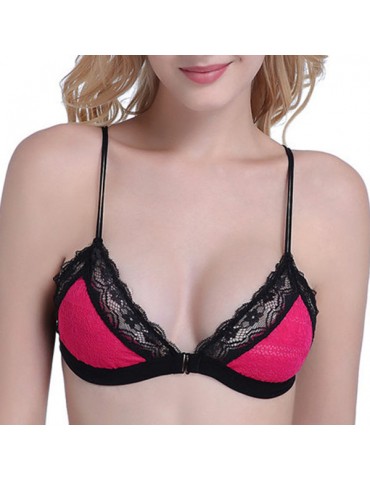 Lace Plunge Front Closure Criss Cross Back Wireless Unlined Bras