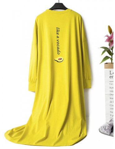 Plus Size Pajamas Cotton Fruit Print Long Home Sleepwear