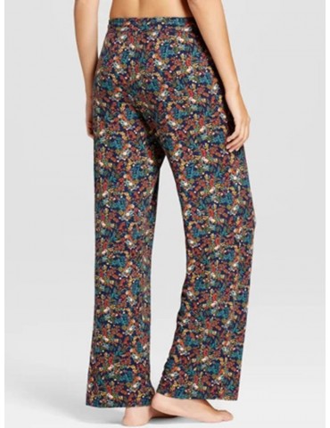 Women Pajamas Pants Floral Lace Leopard Loose Home Long Sleepwear Bottom