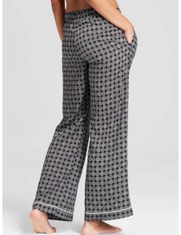 Plus Size Women Pajamas Pants Polka Dot Elastic Adjustable Waist Long Sleepwear Bottom