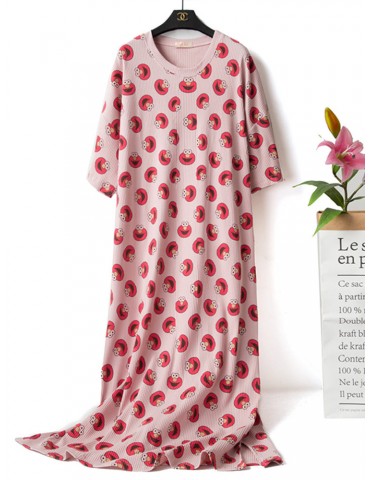 Plus Size Home Pajamas Frog Print Cotton Short Sleeves Sleepwear