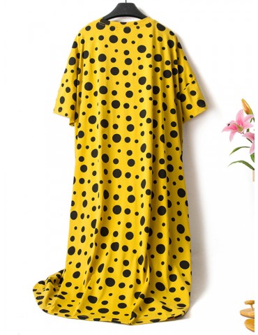 Plus Size Nightgowns Polka Dot Cotton Fruits Print Casual Pajamas