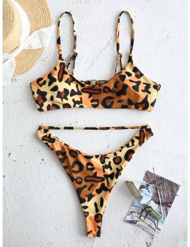 Leopard Sexy Bikinis Women Swimsuits Cut Out Backless Swimwear