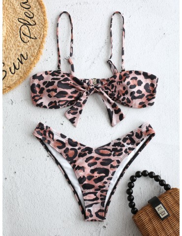 Leopard Print Thong Bikinis Swimsuits High Waist Sexy Women Swimwear