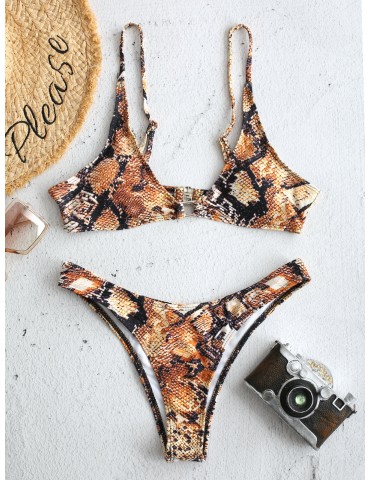 Leopard Print Triangle Sexy Bikinis Swimsuits Snake Skin Printing High Cut Women Swimwear