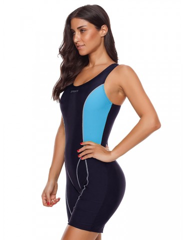 Plus Size Slimming Shape One Piece Patchwork Active Sports Women Swimwear