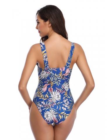 Floral Print Wireless One Piece Swimsuit