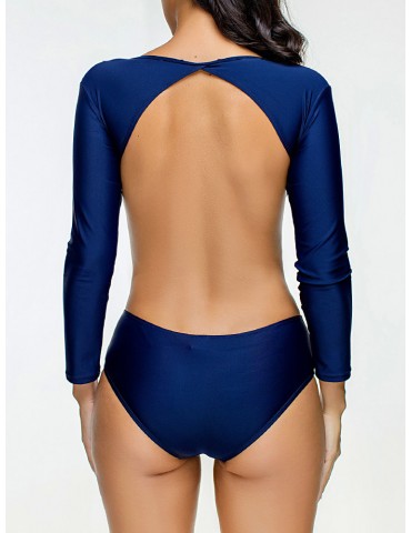 High Cut Backless Swimsuit Long Sleeves Beachwear