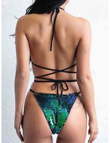 Colorful Sequins Sexy Backless String One Piece Monokini Swimwear For Women