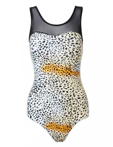 Plus Size Women Sexy Leopard Printing Swimsuit Cut Out One Piece Bikini