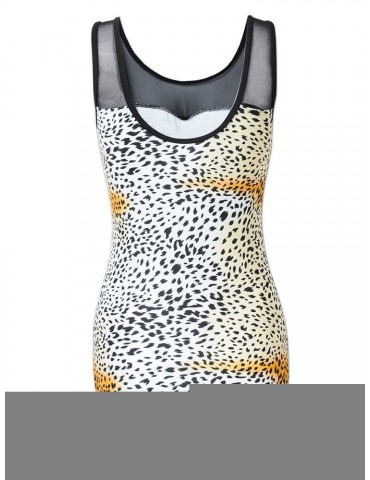 Plus Size Women Sexy Leopard Printing Swimsuit Cut Out One Piece Bikini