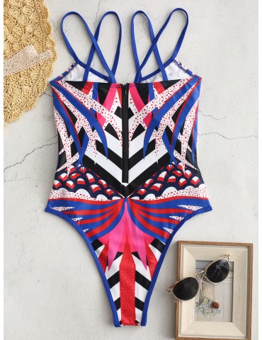 Sexy Print One Piece Indian Slimming Swimwear Hollow Women Swimsuits By Newchic