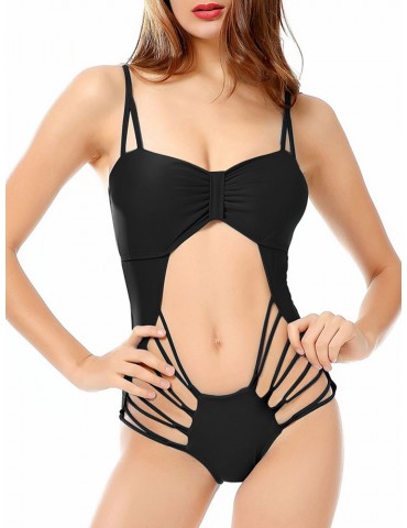 Sexy Backless Hollow Criss Cross One Piece Swimsuit Swimwear For Women