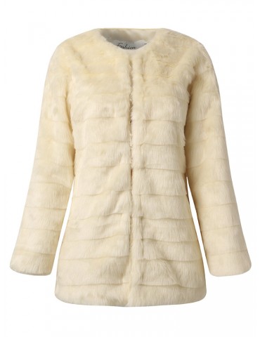 Elegant Pure Color Faux Fur Coats For Women
