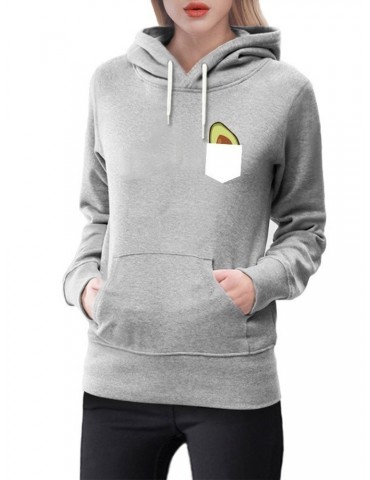 Print Avocado Long Sleeve Hooded Sweatshirt