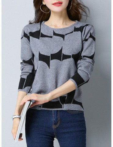 Casual Women Long Sleeve O Neck Knitted Sweaters