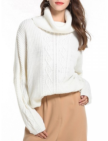 Twist Weave Solid Color Turtleneck Loose Casual Sweaters