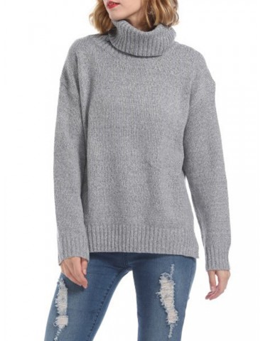 Solid Color Turtleneck Casual Sweaters