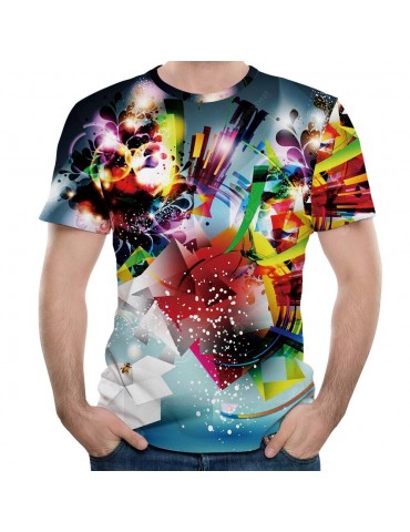 3D Summer New Net Cloth Printing Men's Short Sleeve T-shirt
