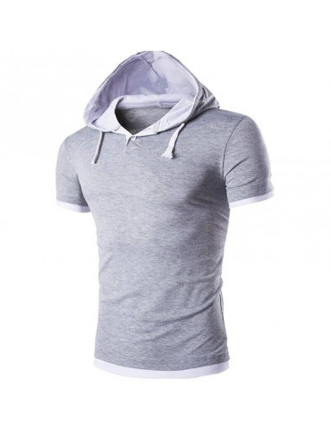 Men's Short-Sleeved Fashion Sling Hooded Short-Sleeved T-Shirt