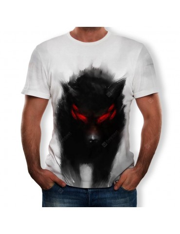 Casual New Summer Digital Printing Red Eye Animal Trend Men'S T-Shirt