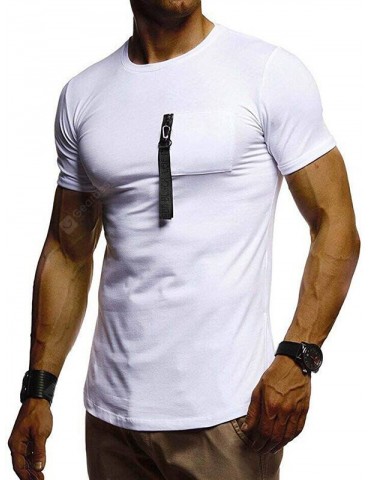 1811A - T10 Fashion Solid Color Round Neck Men's Short Sleeve