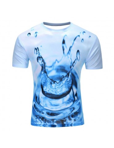 Men's  Summer Short Sleeve Digital Print 3D Water T-Shirt