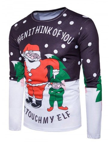 Crew Neck Christmas Funny Santa Print Ugly T-shirt