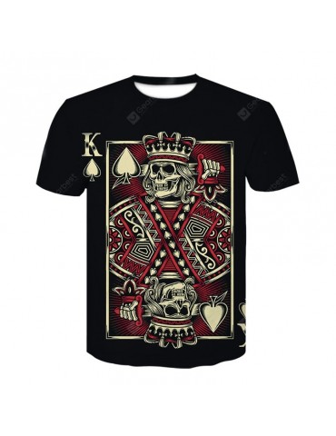 Male 3D Street Poker Print Short Sleeve Graphic T-shirt