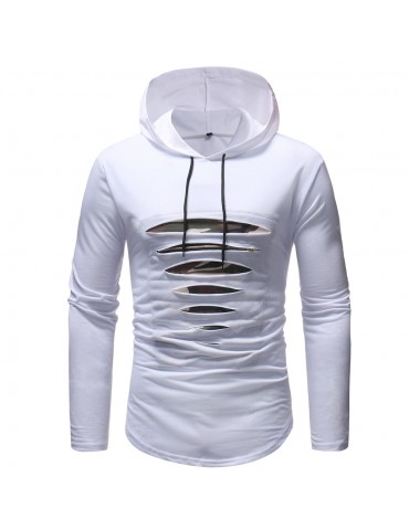 Men's Fashion Camouflage Zipper Stitching Casual Long-sleeved T-shirt