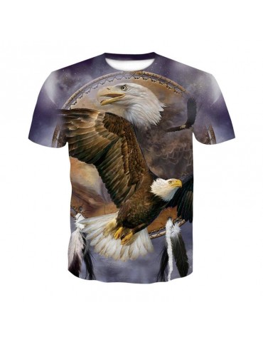 3D Eagle Print Men's Casual Short Sleeve Graphic T-shirt
