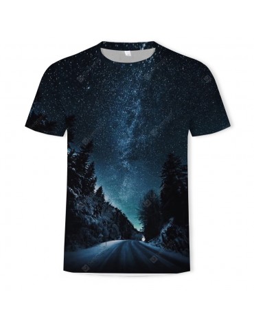 Men's Summer Fashion Casual 3D Photography Landscape Short Sleeve T-shirt