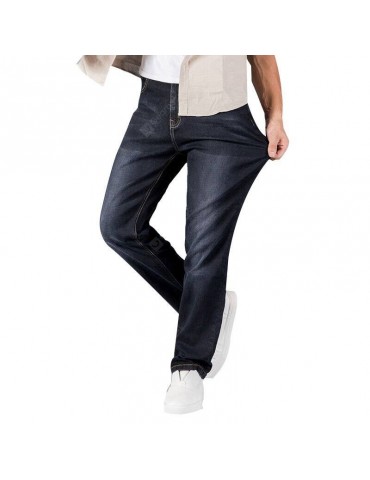 Men Straight Fit Blue Stretch Denim Pants Large Size Trousers Business Casual Cowboys Man Jeans