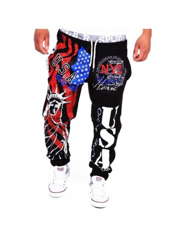 Men'S New Casual Pants American Flag Statue of Liberty Printing Trousers