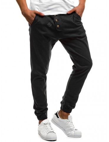 Men Stylish Solid Color Large Size Casual Pants