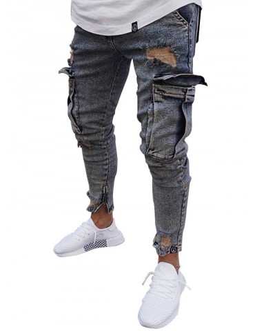 Men Fashionable Zipper Skinny Jeans