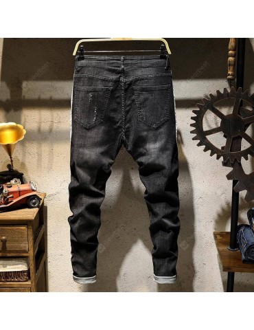 Full Length Solid Skinny Jeans Brand Designer Denim Pants Luxury Casual Trousers for Men