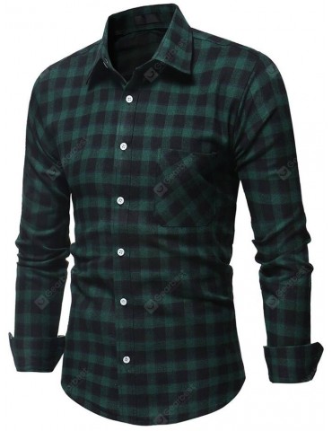Casual Thicken Checked Slim Long Sleeve Shirt for Men