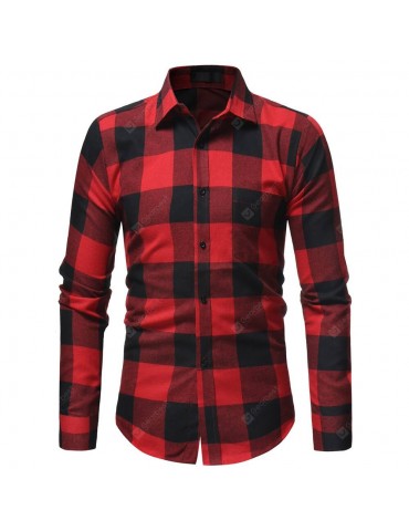 2018 New Cotton Large Plaid Men's Business Casual Slim Long-Sleeved Shirt