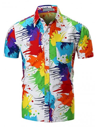 2018 Stylish Color Print Men Short Sleeve T-shirt